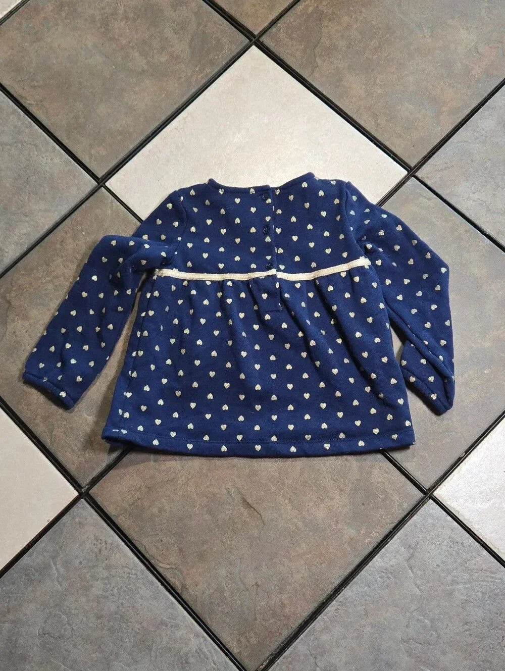 Carter's Heart Print Peplum Top 4T Navy Gold Fleece Sweatshirt Cozy Fashionista